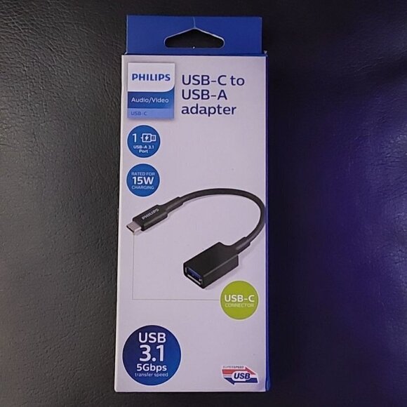 Philips 6" USB-C to USB 3.1 Female Adapter Black - Picture 1 of 7